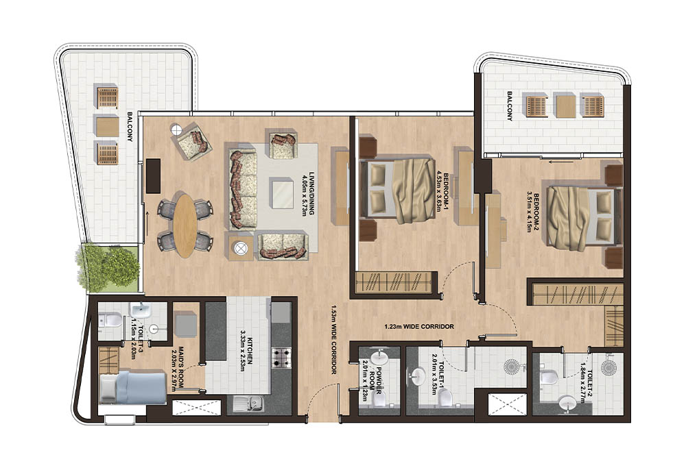 Floor plan - 2 Bedroom - F -  GEMINI SPLENDOR  - etamea.com