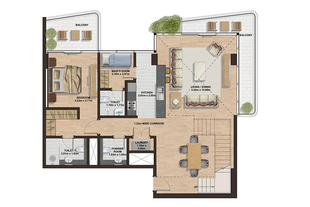 Floor plan - 3 Bedroom PENTHOUSE- AL1 -  GEMINI SPLENDOR  - etamea.com
