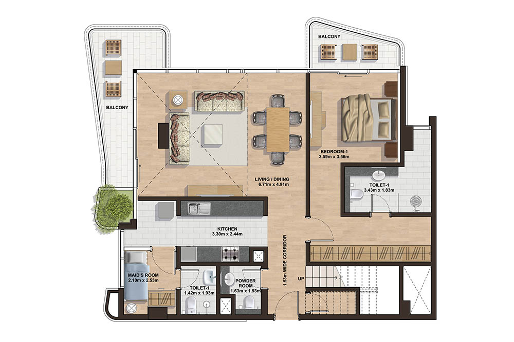 Floor plan - 3 Bedroom PENTHOUSE- BL1 -  GEMINI SPLENDOR  - etamea.com