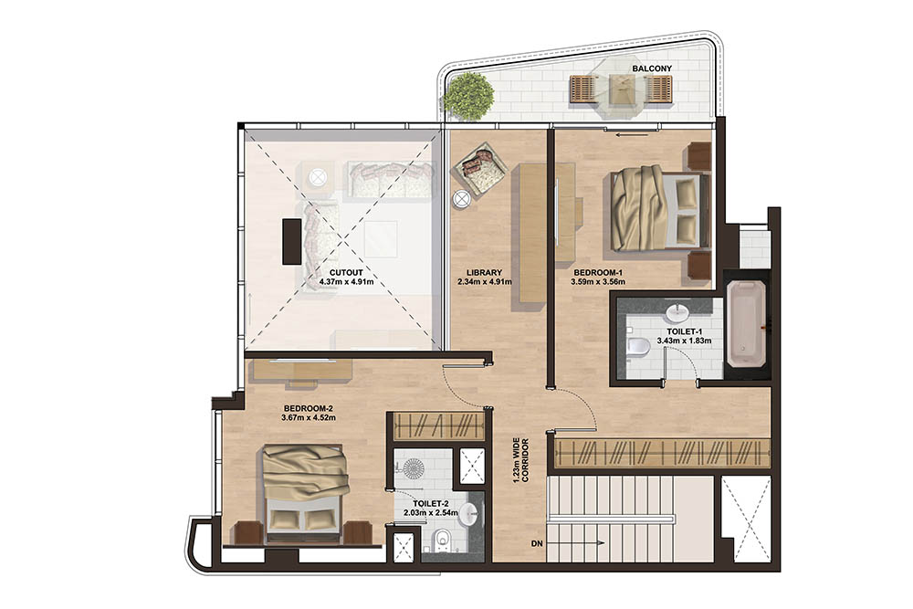 Floor plan - 3 Bedroom PENTHOUSE- BL2 -  GEMINI SPLENDOR  - etamea.com