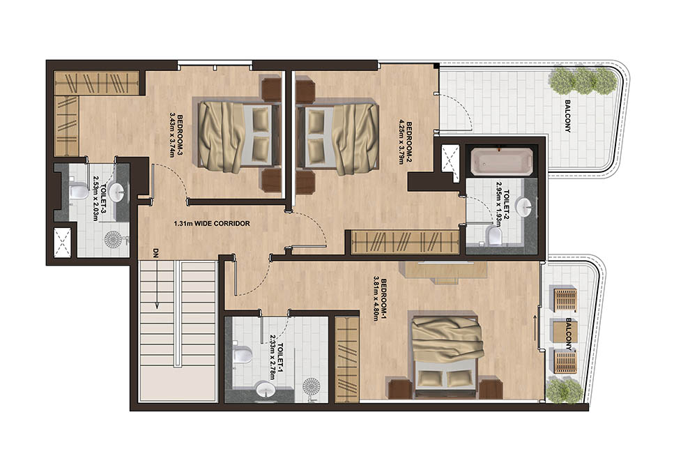 Floor plan - 3 Bedroom Town House - L2 -  GEMINI SPLENDOR  - etamea.com